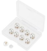 ZENGLU 8 Sets 10mm No-sew Pearl Buttons, Detachable Reusable Pins, Fixed Brooches, DIY Sweater Bu...