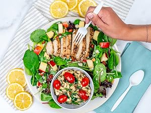Fork in chicken salad. Spoon on the side.
