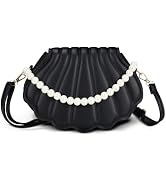 Energather Small Crossbody Bag, PU Leather Pearl Clutch Purses for Women, Cute Seashell Handbag C...