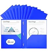 SUIN Plastic Project-Folders with 2 Pockets & 3 Prong, Bulk Pack Project File-Folder for US Lette...