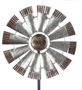 Wind Spinners Outdoor,Metal Vintage Style Single Sided Silver Windmill Kinetic Wind Spinner for O...