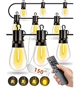 VOZUJI Outdoor Patio String Lights: S14 Shatterproof Bulb Outside Waterproof Light - 150Ft 45M Re...