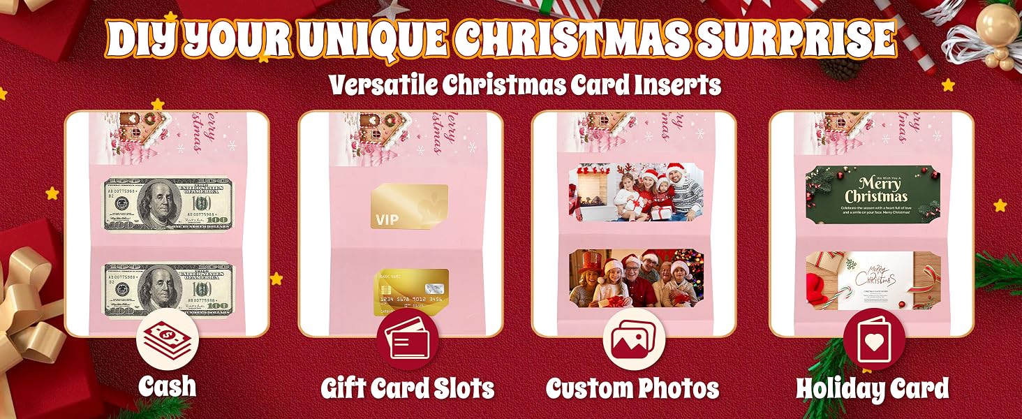 JollySpak 2Pcs Christmas Cash Gift Envelopes, Card Holder
