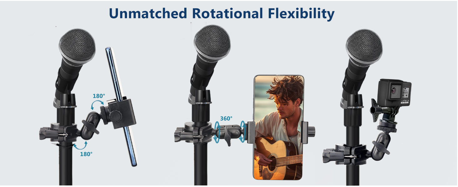Mic Stand Phone Holder, Phone Holder Mount for Microphone Stand