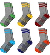 Comfoex Boys Crew Socks Half Cushioned Athletic Socks Cotton Calf Socks For Big Little Kids 6 Pairs