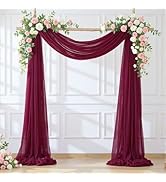 Wedding Arch Draping Fabric Backdrop 1 Panel 30" x 19Ft Burgundy Drapes Curtains for Wedding Rece...