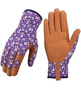 Bamllum Leather Gardening Gloves for Women - Working Gloves for Weeding, Digging, Planting, Rakin...