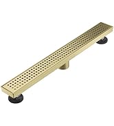 AVSIILE Linear Shower Floor Drain, Brushed Gold 24 Inch 304 Stainless Steel Bathroom Drains Kit, ...