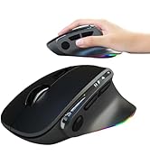 Ergonomic Mouse Large Middle Hands Dual Mode(Bluetooth+USB)Rechargeable Vertical Carpal Tunnel Bl...