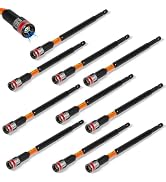 Geinxurn Impact Nut Driver Set, 10 Pieces 6”Long 1/4”6 Point Alloy Steel Magnetic SAE Nut Setter ...