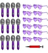 Irosiy 25 Pcs Kpop Party Supplies – 12 Inflatable Microphones & 12 Rimless Heart Sunglasses with ...