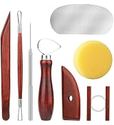 UUSYCUN 8PCS Stained Wooden Pottery Sculpting Tools, Wood Clay Cleaning Tool Set, Ceramic Modelin...