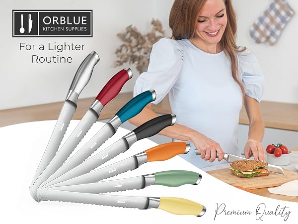 Orblue Serrated Bread Knife Ultra-Sharp Stainless Steel Professional Grade Bread Cutter