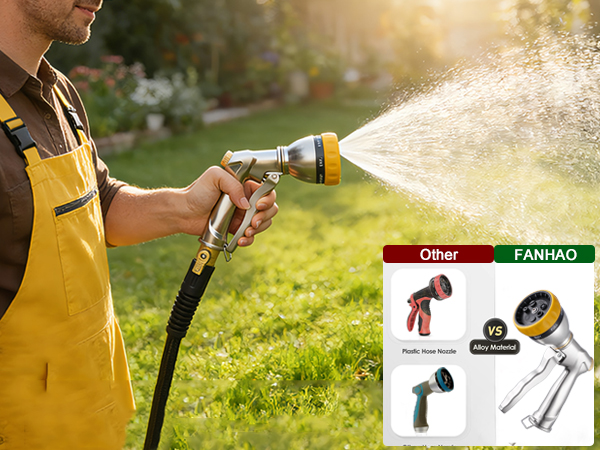 Heavy Duty Metal Garden Hose Nozzle with 7 Spray Patterns