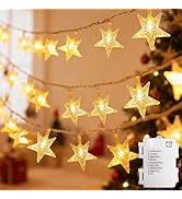 echosari Star String Lights Battery Operated, Auto Timer LED Star Fairy String Lights 158IN with ...
