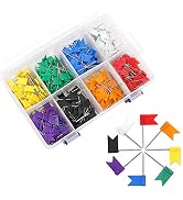 Colored Flag Map Push Pins - Coideal 400 Pack Multicolored Decorative Travel Map Tacks Plastic He...