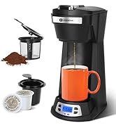 Aigostar Single Serve Coffee Maker for K Cup and Ground Coffee, 24H Timer, 6 to 14 Oz Brew Sizes,...