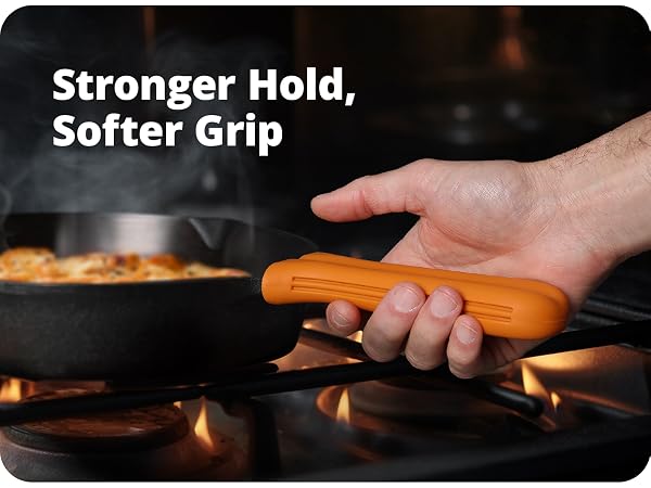 premium silicone handle cover for cast ironkeeps hands safe and grip strong even on a hot stovetop