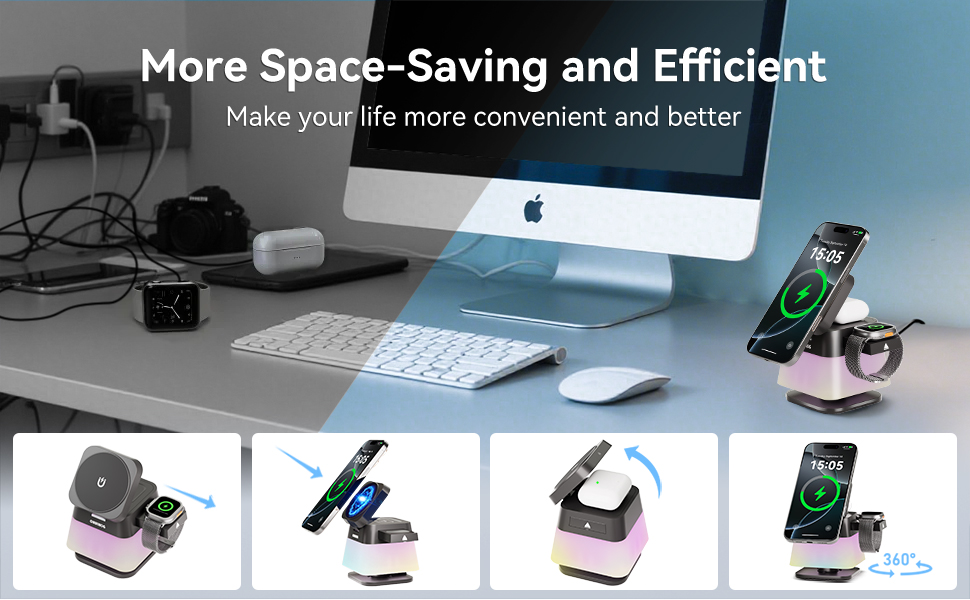 space saving 3 in 1 charger stand