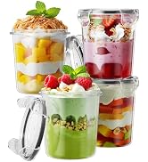 Canfanni Overnight Oats Container with Lids, 4 Pack 13oz Overnight Oats Jars, Plastic Mason Jars,...