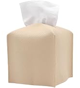 Hapforever 1PC Square Tissue Box Cover, PU Leather Square Tissue Box Holder with Bottom Belt Mode...