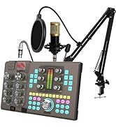 Hosabely Podcast Equipment Bundle Audio Mixer With XLR Microphone Kit for Live Streaming, Podcast...