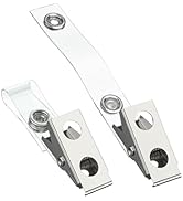 Uniclife 50 Pcs Metal Badge Clips with Clear PVC Straps Double-Hole ID Badge Clips and Straps wit...
