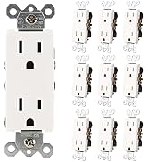 Baomain 10-Pack Receptacle, 15Amp 125V 2 Pole 3 Wire Electrical Wall Outlet, Non-Tamper Resistant...