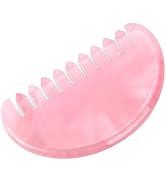 ideayard Gua Sha Comb for Women Head Scalp Massage Tool Hand Made Rose Quartz Comb Polished Round...