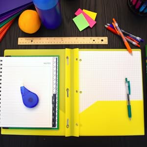 Smead poly two-pocket folders with fasteners, on the go, school, home, office, portable