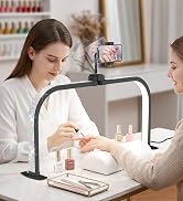 Half Moon Light for Nail Desk Larger Arch Nail Tech Light Foldable Desk Lamp with Phone Holder