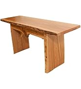 Rustic Red Door Co. Live Edge Wooden Bench - Solid Wood Dining Bench Furniture - Natural Edge Woo...