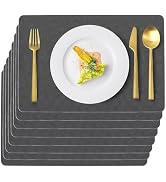 Uolr Vinyl Placemats 8 PCS Faux Leather 100% Waterproof Stain Resistant Wipeable Washable PU Plac...