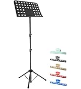 Shongbluu Music Stand for Sheet, 2 in 1 Portable Folding Sheet Music Stand, Adjustable Desktop Bo...