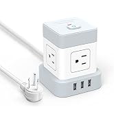 Power Strip with USB Baykul Flat Plug Extension Cord Cube with 4 Outlets 3 USB Ports 5ft Power Co...