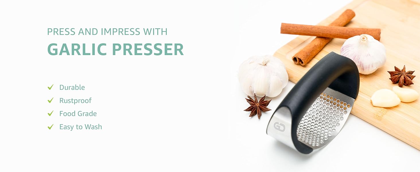 Garlic Press Chopper mincer masher grinder utensilios de cocina modernos kitchen essentials rocker
