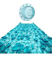 SlipX Solutions Extra Long Foot Massager Bath Tub Mat and Bottomless Bath Overflow Drain Cover, Aqua