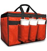 FRESHIE Insulated Food Delivery Bag with Cup Holders/Drink Carriers Premium, for Doordash, Uber E...