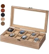 Exper City Watch Box, Watch Case for Men Women with Large Glass Lid, Wooden Watch Display Storage...