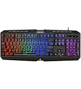 CHONCHOW Gaming Keyboard Wired with Colorful Light, 100% Full Size Backlit Silent Computer Keyboa...