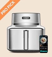 Cosori Iconic Stainless Steel 6.5 Qt Smart Air Fryer, PFAS-Free Ceramic Coating, Max 450°F, Consi...