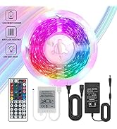 12v Led Light Strip, WOWOONE Led Strip Light with 44 Keys Remote and Power Supply, 16.4ft 5050 RG...