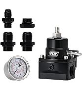 PQY Fuel Pressure Regulator AN8 Feed & AN6 Return Line + 0-160PSI Gauge Set Black