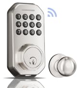 Ulecoce SL02W WiFi Keyless Entry Door Lock with Knob Set, Satin Nickel | Keypad Deadbolt for Fron...
