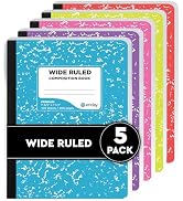 Enday Composition Notebook Wide Ruled (5 Pack, Assorted Colors) Hard Cover Marble Composition Not...