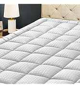 HYLEORY King Mattress Pad Quilted Fitted Mattress Protector Cooling Pillow Top Mattress Cover Bre...