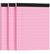 3pcs Legal Pads 8.5 x 11, Notepads 8.5 x 11 Inch, Pink Note Pads Clear Print Writing Pads of Pape...
