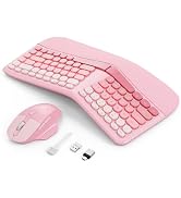 Ergonomic Wireless Keyboard Mouse, Mechanical Gaming Set with Wrist Rest & OTG & Brush Ideal for ...