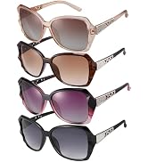 DragonflyDreams 4 Pcs Women Large Sunglasses, UV 400 Glasses Oversized Classic Trend Ladies Sungl...