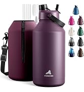 POWCAN 64 oz Insulated Water Bottle with 2-in-1 Straw & Spout Lid, Leakproof, Top Handle, Keep Co...